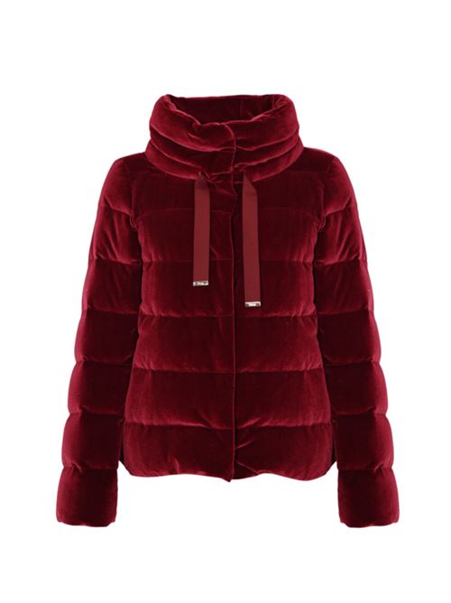 Giaccone da donna in velluto liscio stretch, collo alto, imbottitura in piuma, colore bordeaux HERNO | PI002180D15020S6705